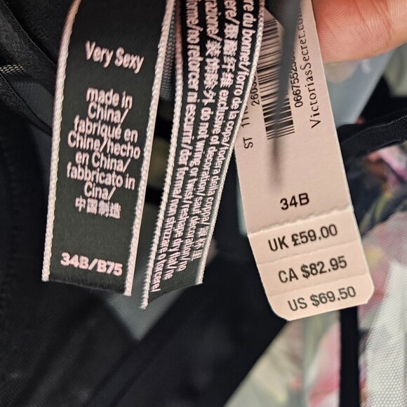 Victoria's Secret Very Sexy Bustier Bra Top, Floral, Mesh Strappy, Size 34B - Picture 4 of 8